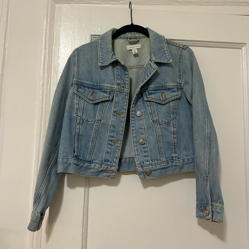 Topshop Denim Jacket women’s size 2 fall jean jacket layering classic casual